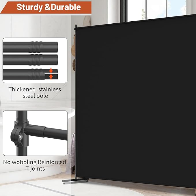 Room Divider, 72x72Inch Large Single Panel Privacy Screen - Image 3