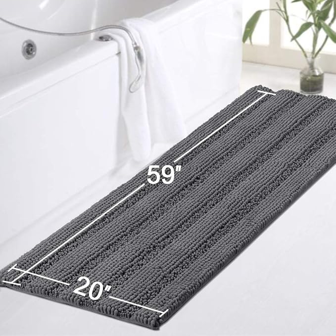 Turquoize Bathroom Runner Area Chenille Rug Oversize Non-Slip Shag Kitchen - Image 2
