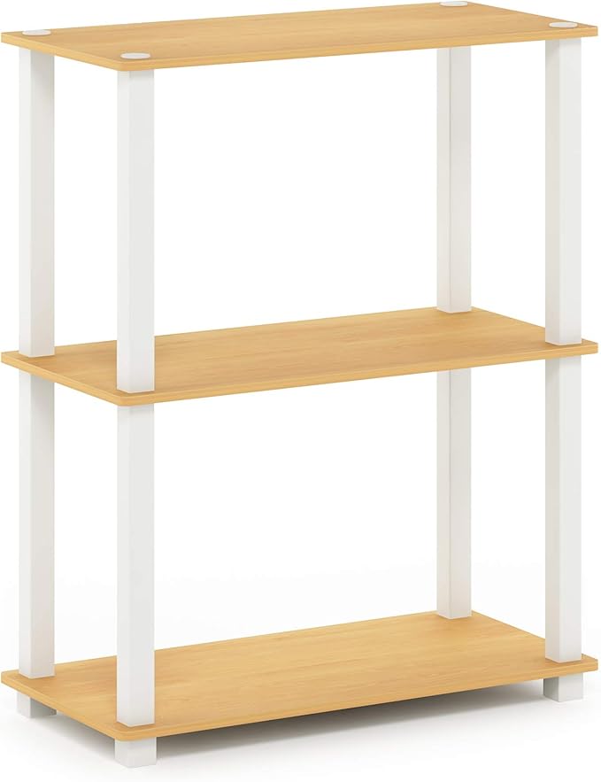Furinno TURN-S-TUBE Storage Shelves, 3-Tier Book Shelf, Corner Shelf, Toolless - Image 4