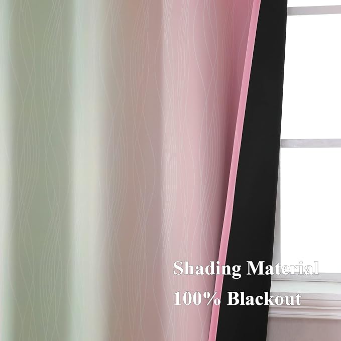Estelar Textiler Sage Green and Pink Blackout Curtains 84 Inches Long - Image 5