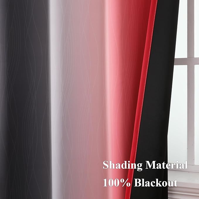 Estelar Textiler Black and Red Ombre Blackout Curtains 90 Inches Long 2 Panels - Image 5