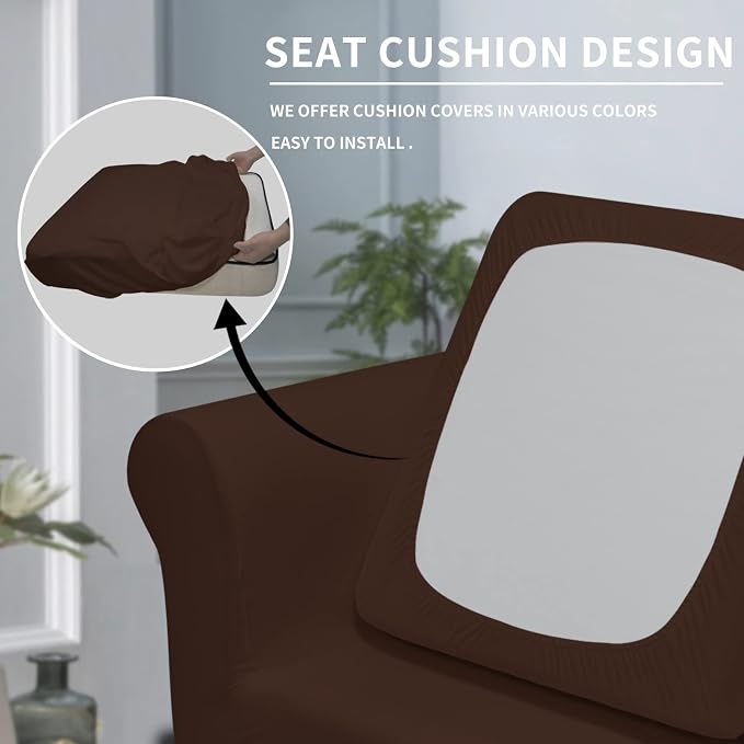Easy-Going 2 Pieces Microfiber Stretch Chair Slipcover – Spandex Soft Fitted - Image 3