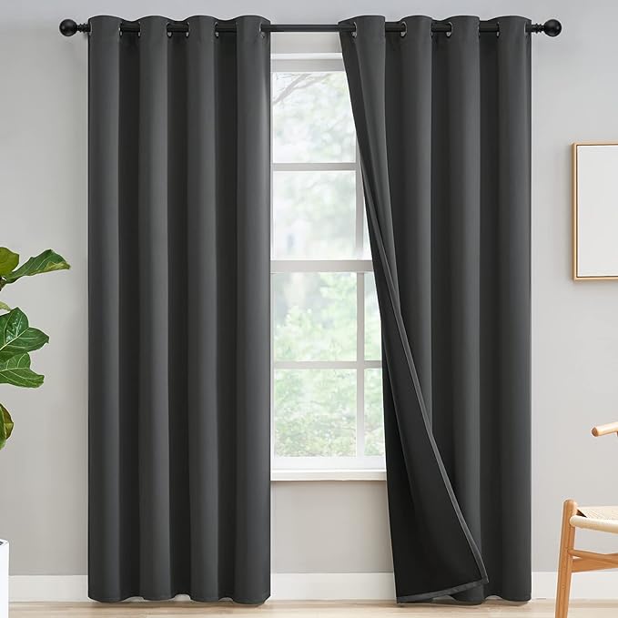 Yakamok Grey Blackout Curtains 84 inch Length 2 Panels Set, 100% Blackout by Yakamok