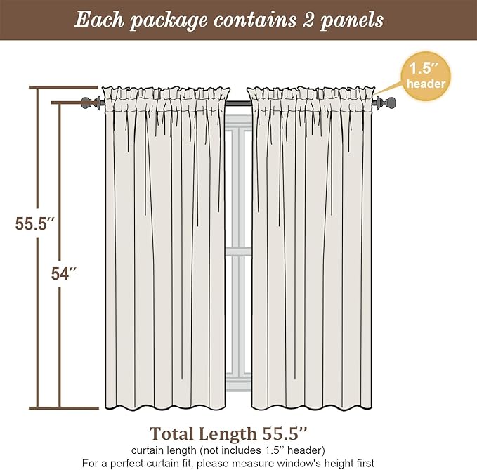 Chyhomenyc Christmas Red Curtains 54 Inch Length 2 Panels, Faux Linen Textured - Image 3