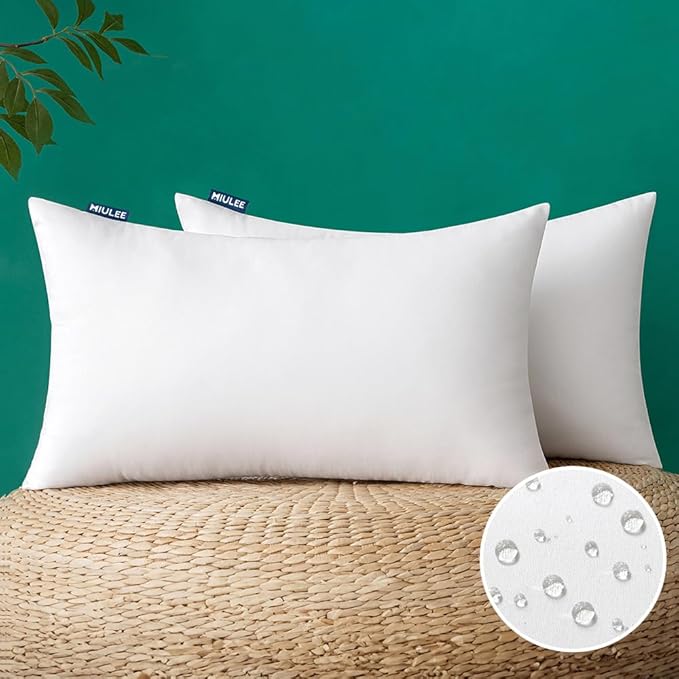 MIULEE Pack of 2 14x22 Inch Outdoor Pillow Inserts Waterproof Decorative Throw by MIULEE