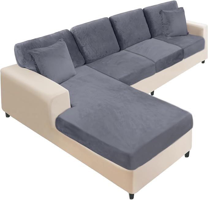 NAISI Sectional Couch Covers 8 Pieces Velvet Couch Cushion Covers L Shape Soft by NAISI