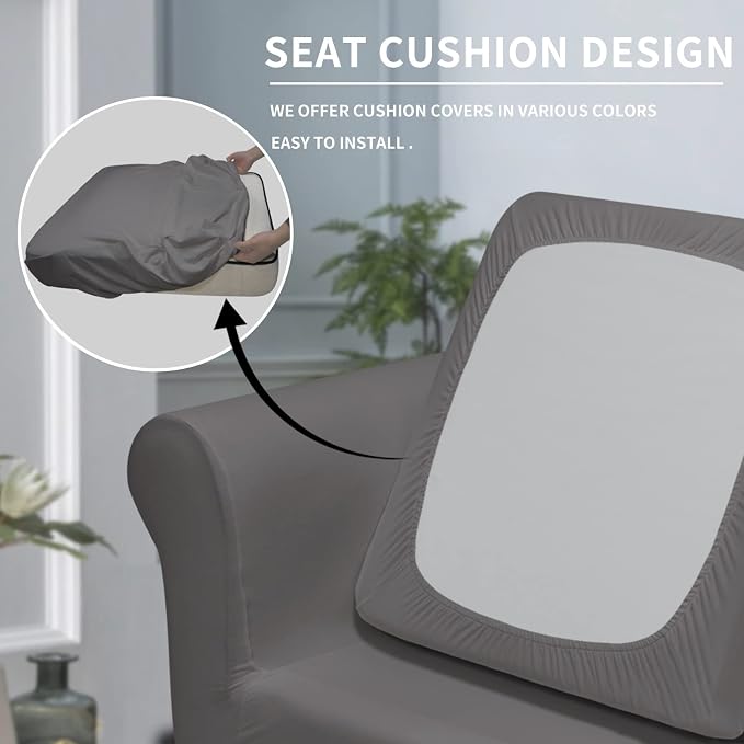 Easy-Going 2 Pieces Microfiber Stretch Chair Slipcover – Spandex Soft Fitted - Image 3