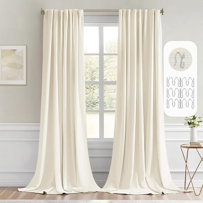 MIULEE Birch Back Tab Blackout Curtains 120 Inch Long 2 Panels Set by MIULEE