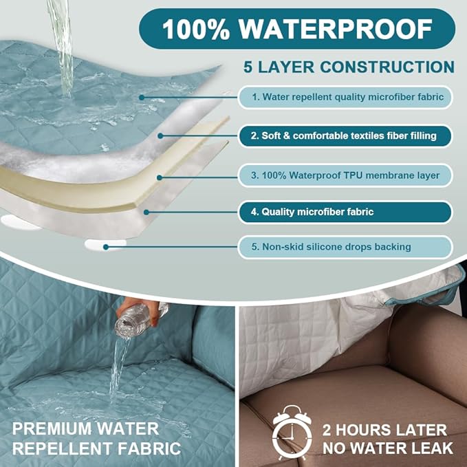 Turquoize 100% Waterproof Sofa Covers Couch Cover Sofa Cover - Image 3