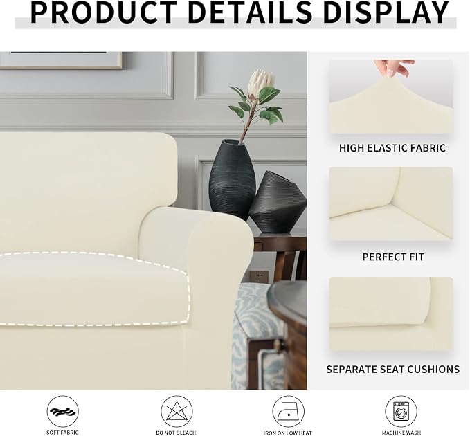 Easy-Going 3 Pieces Stretch Soft Couch Cover - Image 4