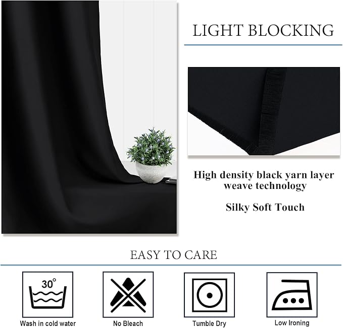 Diraysid Black Grommet Blackout Curtains - Image 5