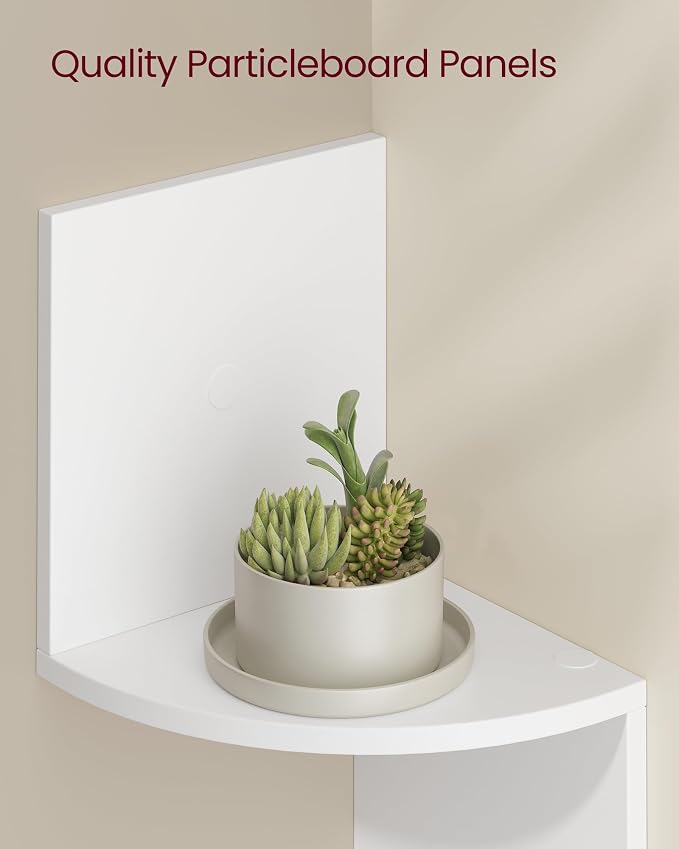 VASAGLE Set of 2, Corner Shelves Wall Mount, 4-Tier Floating Corner Bookshelves - Image 6