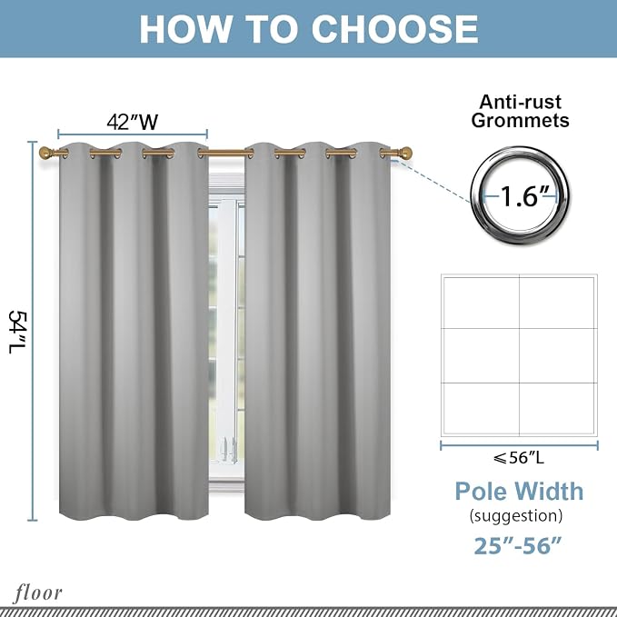 Diraysid Light Grey Grommet Blackout Curtains - Image 6