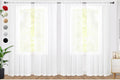 SpaceDresser Sheer White Curtains 4 Panels Rod Pocket Semi-Sheer Curtain 90 by SpaceDresser