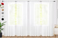 SpaceDresser Sheer White Curtains 4 Panels Rod Pocket Semi-Sheer Curtain 108 by SpaceDresser
