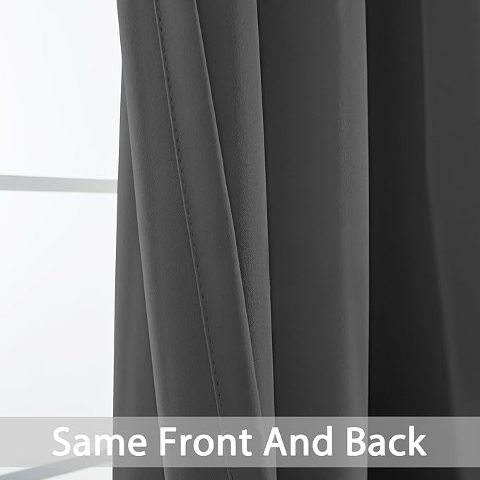 Yakamok Wide Thermal Blackout Patio Door Curtain Panel, Charcoal Grey Grommet - Image 4