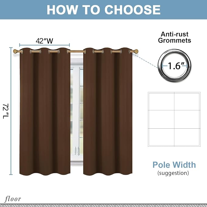Diraysid Chocolate Brown Grommet Blackout Curtains - Image 6