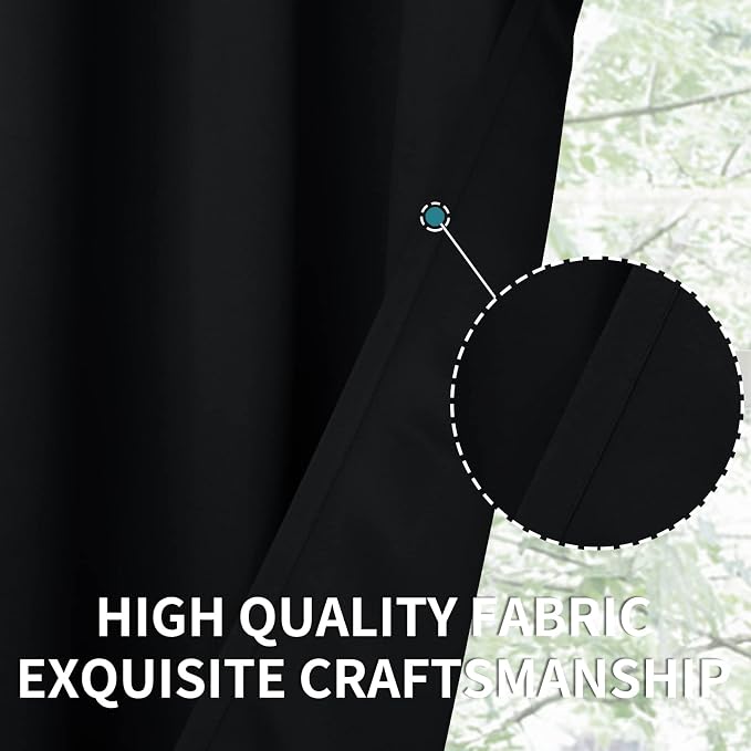 BGment Black Blackout Curtains for Bedroom 63 Inch Length 2 Panels Set - Image 7