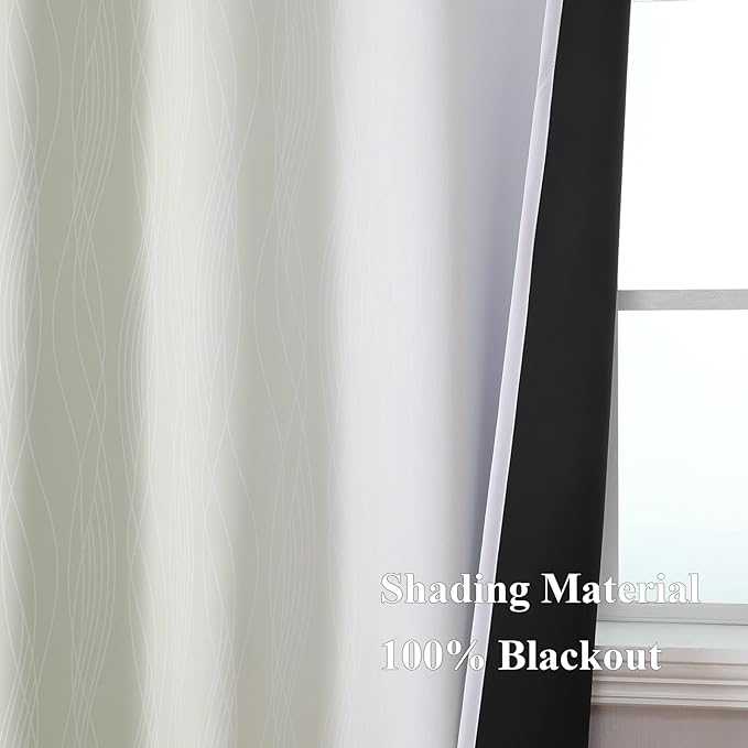 Estelar Textiler Sage Green and Greyish White Ombre Blackout Curtains 90 Inch - Image 5