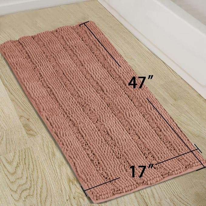 Turquoize Bath Mat, 47 x 17, Muted Clay, Plush Chenille, Machine Washable - Image 2