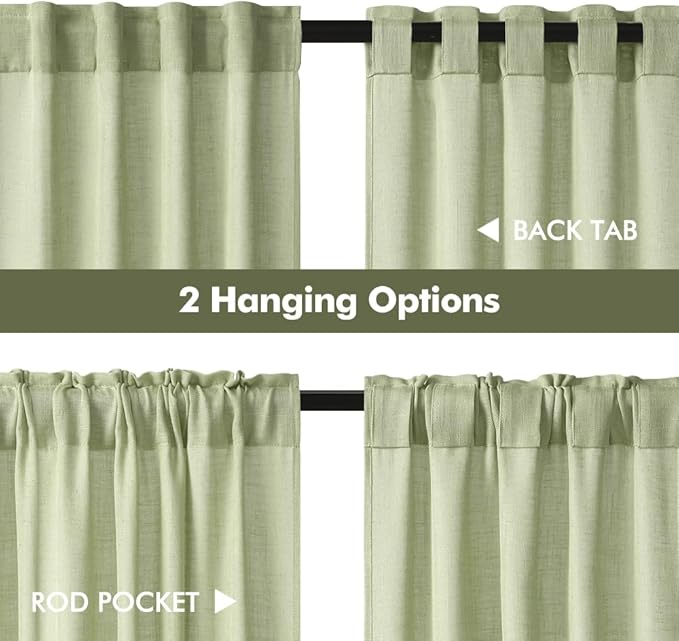 MIULEE Sage Green Kitchen Curtains 30 Inch Length 2 Panels, Soft Thick Linen - Image 5