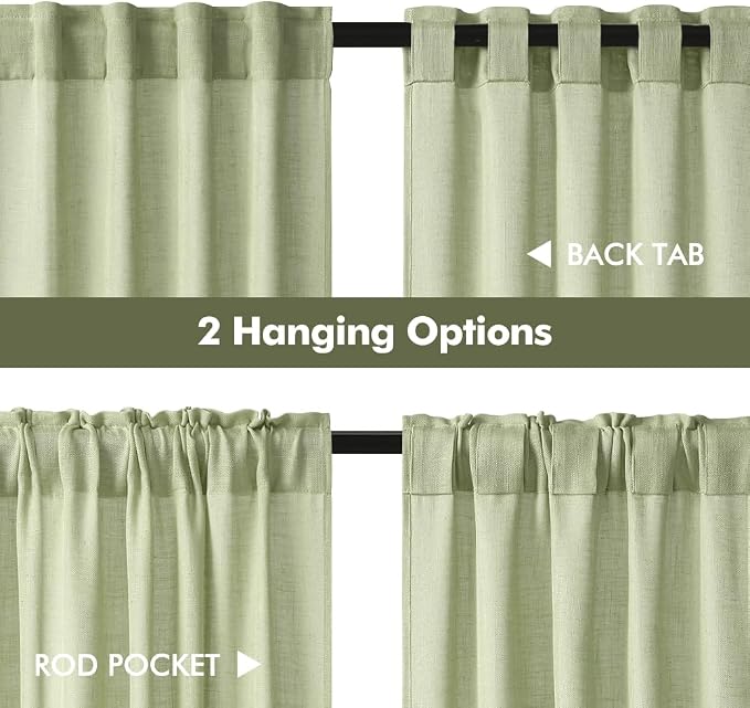 MIULEE Sage Green Kitchen Curtains 36 Inch Length 2 Panels, Soft Thick Linen - Image 5