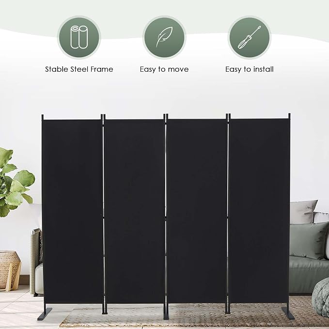 RANTILA 4 Panel Room Divider, 6 FT Folding Privacy Screen - Image 7