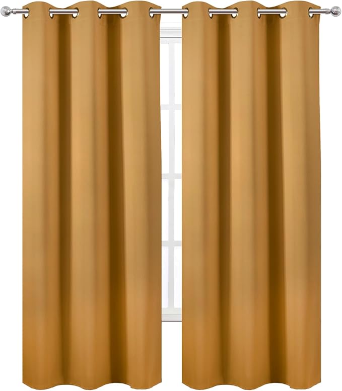 LEMOMO Mustard Yellow Thermal Blackout Curtains/42 x 95 Inch/Set of 2 Panels - Image 2