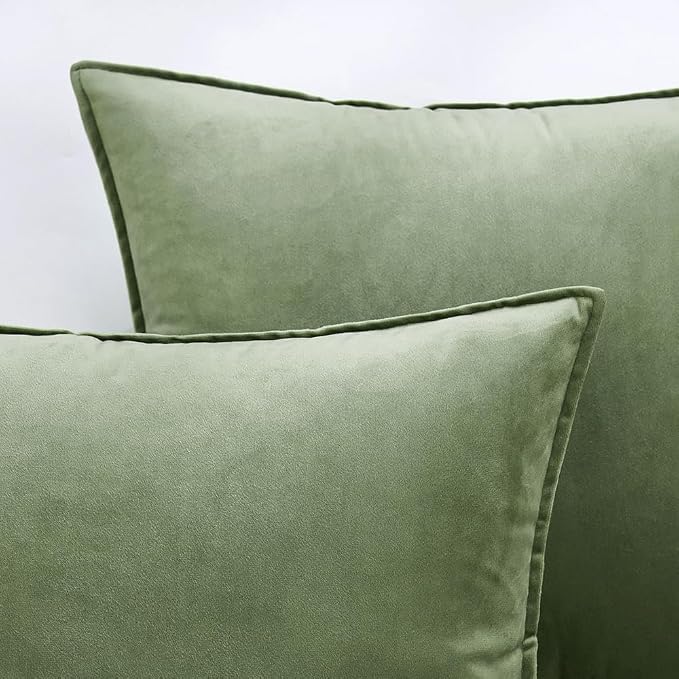 MIULEE Sage Green Velvet Throw Pillow Covers 18x18 Soft Decorative Solid Square - Image 2