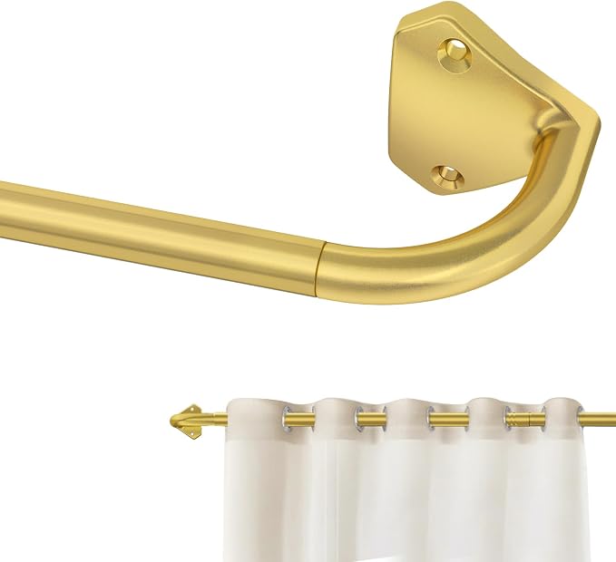 GXOACKJ Gold Curtain Rods for Windows 66 to 120 inch, 5/8 inch Adjustable Wrap by GXOACKJ