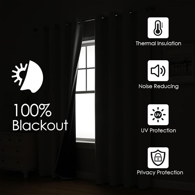 ChrisDowa White 100% Blackout Curtains 120 inch Long - Image 2