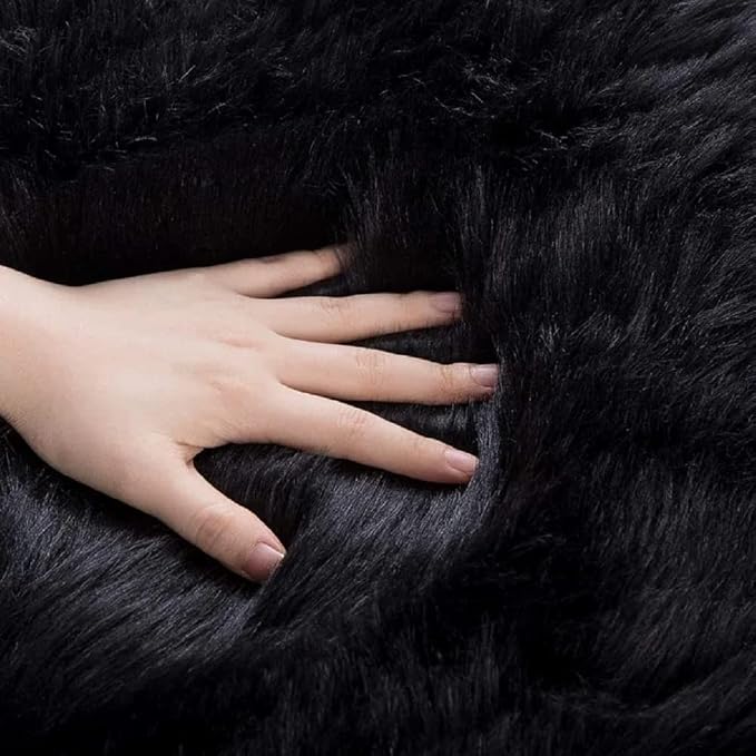 ORINOVA Black Washable Fluffy Area Rugs - Image 6