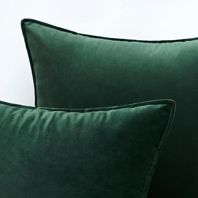MIULEE Army Green Velvet Throw Pillow Covers 20x20 Soft Decorative Solid Square - Image 2