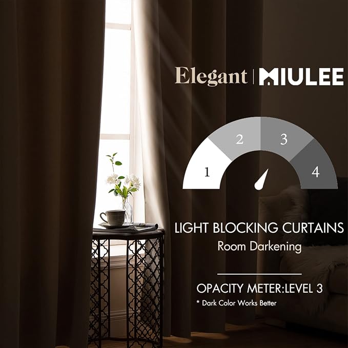 MIULEE Blackout Curtains for Bedroom Living Room Thermal Insulated Room Black - Image 2