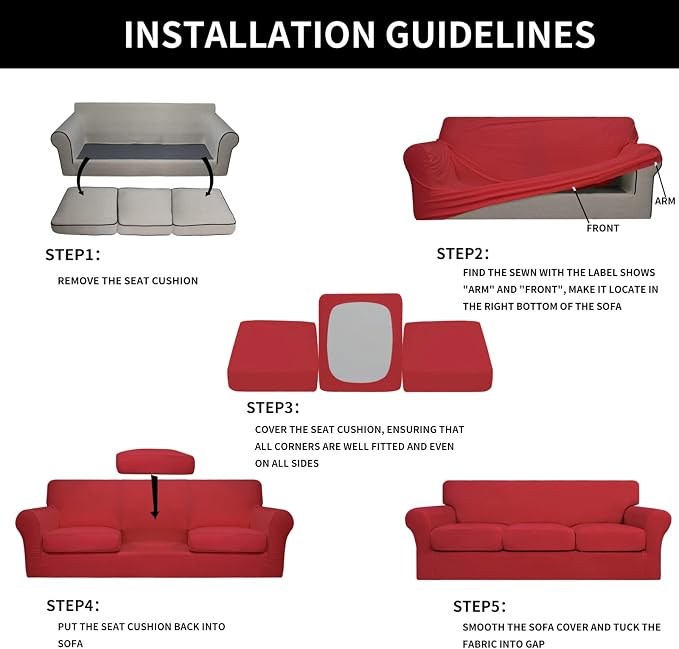 Easy-Going 4 Pieces Stretch Soft Couch Cover - Image 6