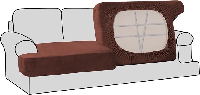 H.VERSAILTEX Stretch Velvet 2 Piece T Cushion Sofa Slipcovers by HVERSAILTEX