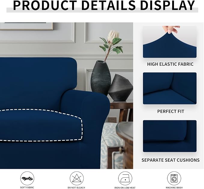 Easy-Going 2 Pieces Microfiber Stretch Chair Slipcover – Spandex Soft Fitted - Image 4