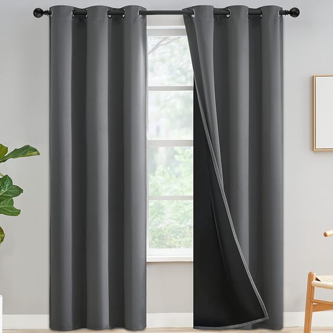 Yakamok 100% Blackout Curtains for Bedroom 84 Inch Length, Thermal Insulated by Yakamok