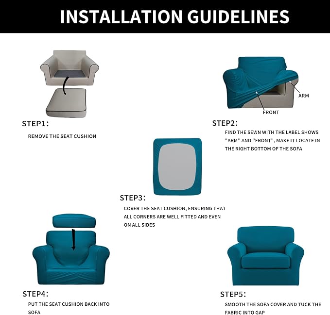 Easy-Going 2 Pieces Microfiber Stretch Chair Slipcover – Spandex Soft Fitted - Image 6