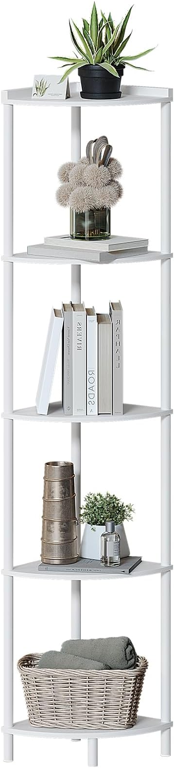 SUNMORY 5 Tier Corner Shelf Stand, Industrial 65" Corner Shelves Display Shelf - Image 7