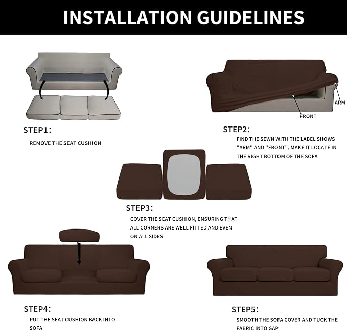 Easy-Going 4 Pieces Oversized Stretch Soft Couch Cover - Image 7
