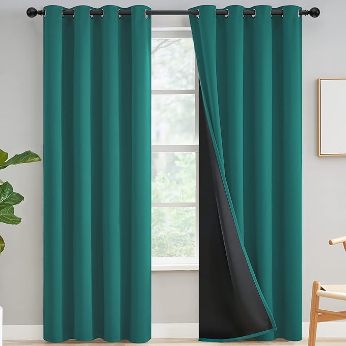 Yakamok 100% Blackout Curtains for Bedroom 96 Inch Length, Teal Total Light by Yakamok