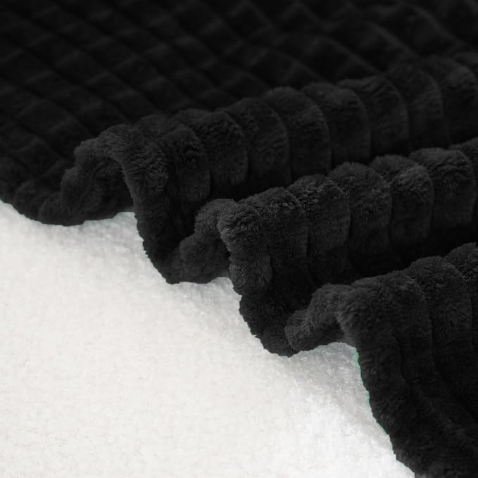 Puncuntex Flannel Fleece Throw Blanket Black 60"×80", Super Soft Plush Cozy - Image 6
