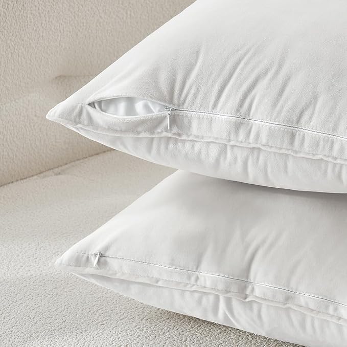 MIULEE Pure White Velvet Throw Pillow Covers 18x18 Soft Decorative Solid Square - Image 3