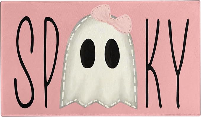 Halloween Door Mat, Spooky Ghost Pink Outdoor Mats by Xsinufn