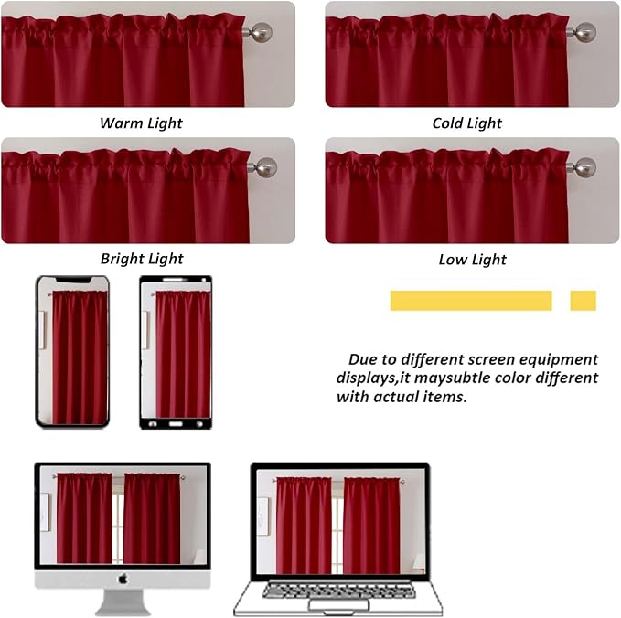 Chyhomenyc Red Curtains 78 Inch Length 2 Panels Set, Faux Linen Textured Light - Image 4