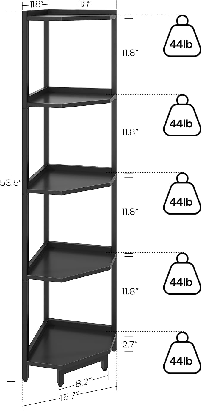 Hzuaneri Corner Shelf Stand, Corner Bookshelf, Storage Standing Shelf Unit - Image 2