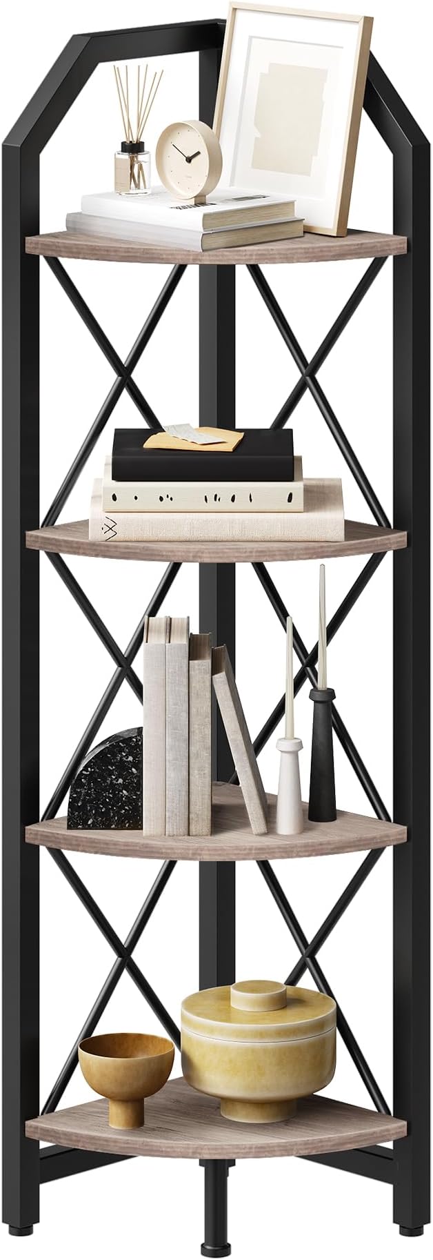 CHOEZON 4-Tier Corner Shelf, Industrial Corner Bookshelf, 47.6" Corner Storage - Image 8