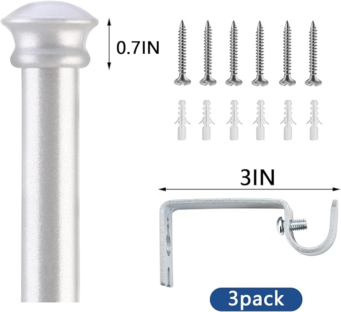 Standard Decorative Window Curtain Rods 30 to 88 Inch, 5/8 Inch Diameter Small - Image 5