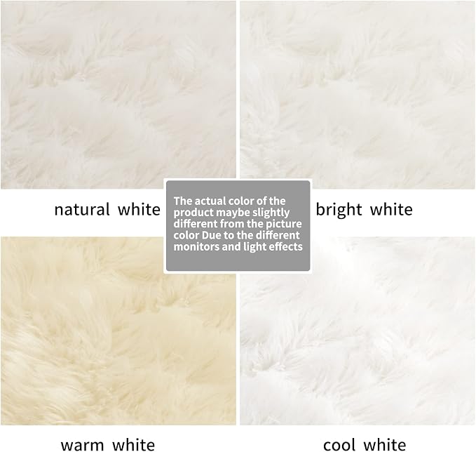 Ciicool White Fur Fluffy Rug, 2x4 ft Small Faux Fur Rug - Image 7